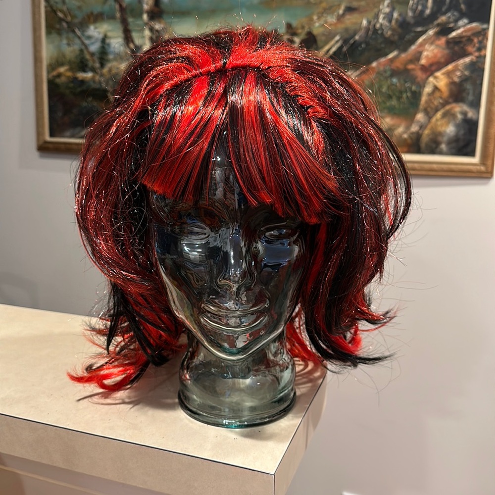 🔥 Just Pretend Red & Black Layered Wig